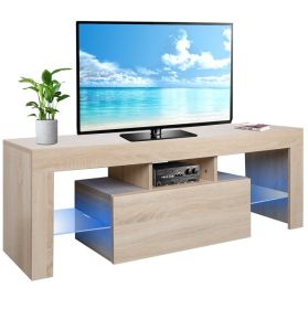 CRAZY ELF Modern TV Cabinet, Media Console Table, Entertainment Center Stand with LED Lights and Storage Cabinet
