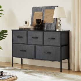 Dresser for Bedroom with 5 Drawers, Wide Chest of Drawers, Fabric Dresser, Storage Organizer Unit with Fabric Bins for Closet, Living Room, Hallway